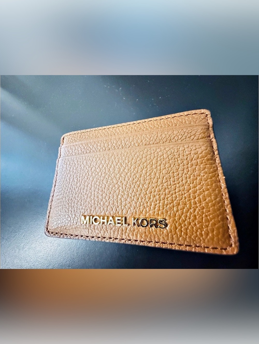 Michael Kors Pebbled Jet Set Leather Card Case Brown